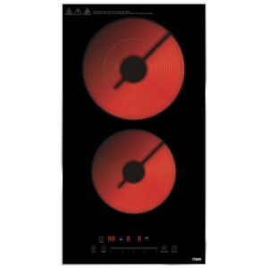 MIKA Built-In Vitro Ceramic Hob, 30cm, 2 Cooking Zones, Black Glass