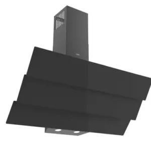 MIKA Angled, Wall Mounted 90cm Hood, 1000 m³/h Double Louvered, Touch Control, Black Glass